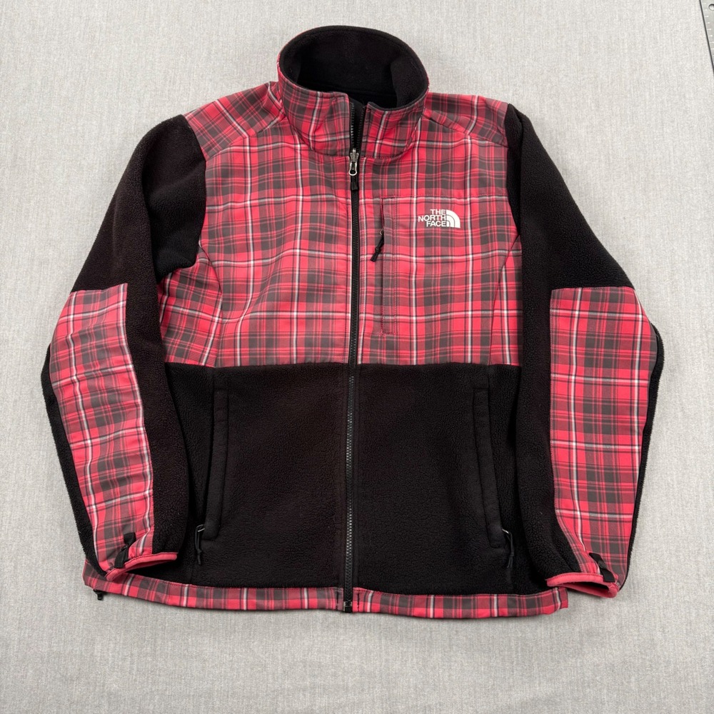 The North Face Denali Polartec Fleece‎ Jacket Black Red Plaid Womens Large L/G